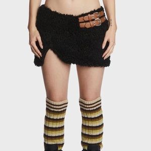 DollsKill Fend For Yourself Faux Sherpa Shearling Mini Skirt